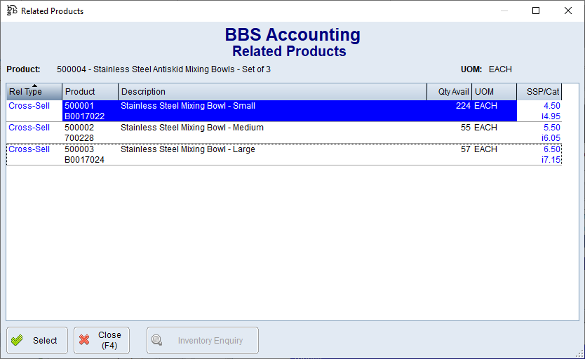Related Products Screen Related Products Screen