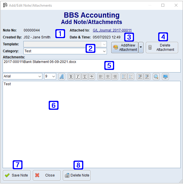 Add/Edit Notes/Attachments Screen Add/Edit Notes/Attachments Screen