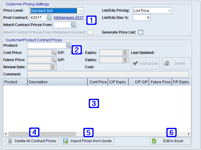 Customer/Contract Pricing Tab Screen Customer/Contract Pricing Tab Screen