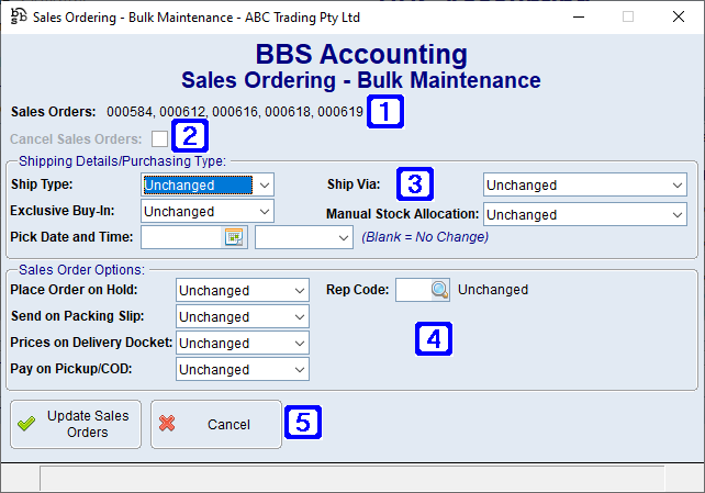 Sales Ordering - Bulk Maintenance Screen Sales Ordering - Bulk Maintenance Screen