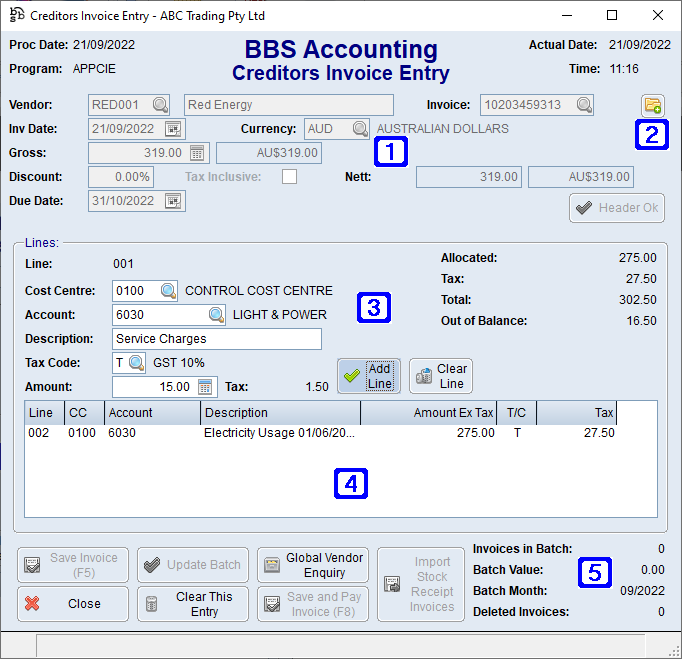 Creditors Invoice Entry/Maintenance Screen Creditors Invoice Entry/Maintenance Screen